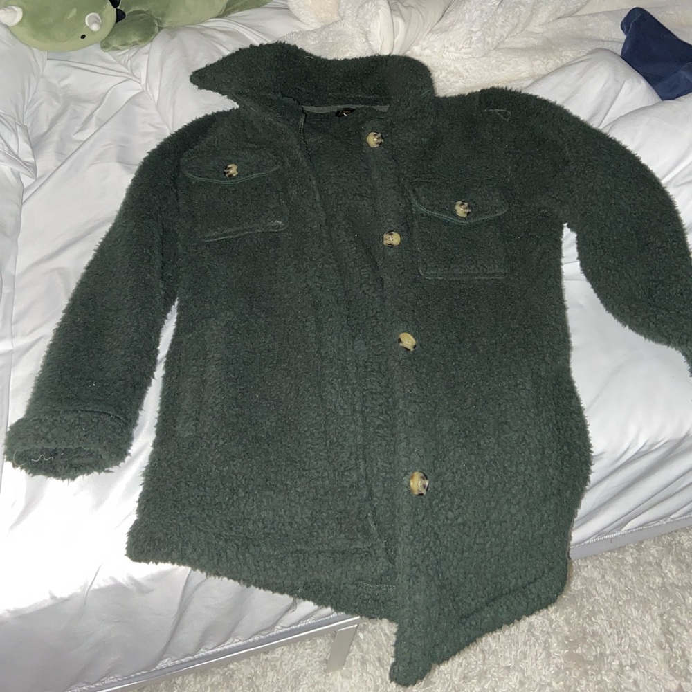Army green teddy coat